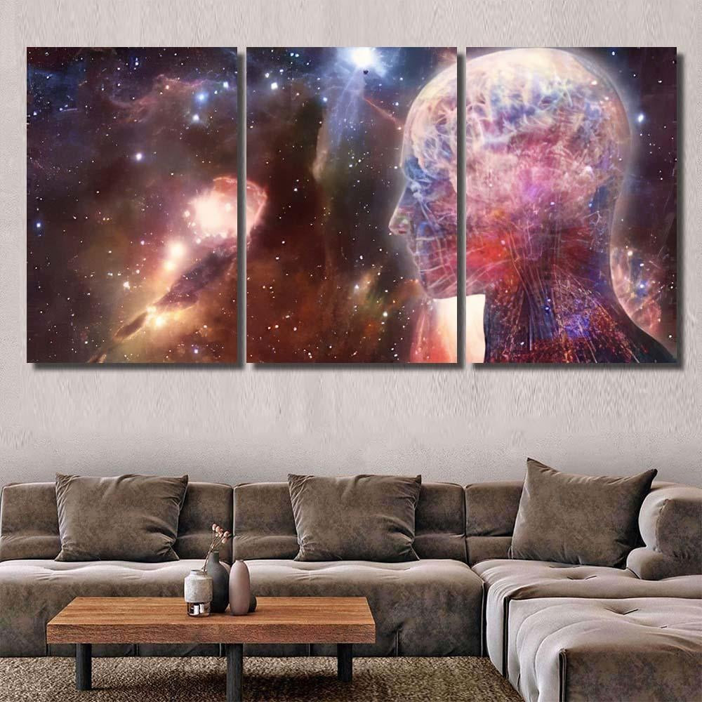 Abstract Artistic Modern Digital Artificial Intelligent Galaxy Sky and Space Canvas Print Panel Canvas, 3 5 Piece Canvas Art, Multi Panel Canvas Canvas Canvas Gallery Painting Framed Prints, Canvas Paintings Multi Panel Canvas 3PIECE(36 x18)