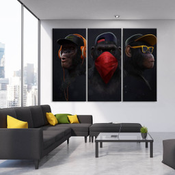 The Three Monkeys Abstract Graphic Multi Canvas Painting Ideas, Multi Piece Panel Canvas Housewarming Gift Ideas Framed Prints, Canvas Paintings