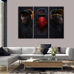 The Three Monkeys Abstract Graphic Multi Canvas Painting Ideas, Multi Piece Panel Canvas Housewarming Gift Ideas Framed Prints, Canvas Paintings Wrapped Canvas 1 Panel 30x20