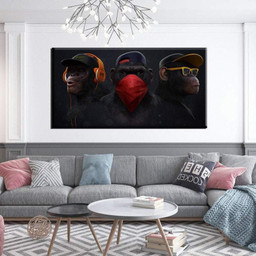 The Three Monkeys Abstract Graphic Multi Canvas Painting Ideas, Multi Piece Panel Canvas Housewarming Gift Ideas Framed Prints, Canvas Paintings Wrapped Canvas 1 Panel 12x8
