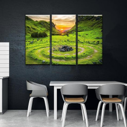 Natural Landscape Druidic Circles Dungeons & Dragons Multi Canvas Painting Ideas, Multi Piece Panel Canvas Housewarming Gift Ideas Framed Prints, Canvas Paintings Wrapped Canvas 1 Panel 24x16