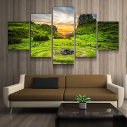 Natural Landscape Druidic Circles Dungeons & Dragons Multi Canvas Painting Ideas, Multi Piece Panel Canvas Housewarming Gift Ideas Framed Prints, Canvas Paintings Wrapped Canvas 1 Panel 30x20
