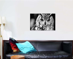 Eurasian Eagleowl Bubo Black White Close, Eagle Animals Premium Multi Canvas Prints, Multi Piece Panel Canvas , Luxury Gallery Wall Fine Art Single Canvas 1 PIECE (24x36)