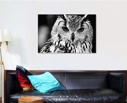 Eurasian Eagleowl Bubo Black White Close, Eagle Animals Premium Multi Canvas Prints, Multi Piece Panel Canvas , Luxury Gallery Wall Fine Art Single Canvas 1 PIECE (32x48)