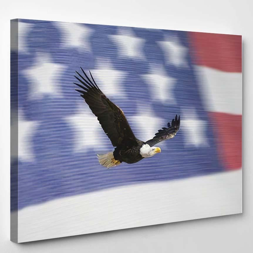 American Eagle Flies Over United States, Eagle Animals Premium Multi Canvas Prints, Multi Piece Panel Canvas , Luxury Gallery Wall Fine Art Single Canvas 1 PIECE (8x10)