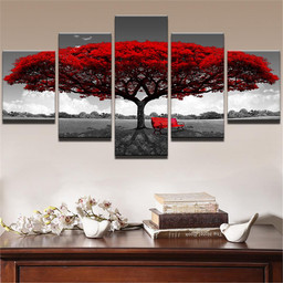 Natural Landscape Branching Red Tree Multi Canvas Painting Ideas, Multi Piece Panel Canvas Housewarming Gift Ideas Framed Prints, Canvas Paintings Wrapped Canvas 1 Panel 30x20