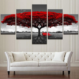 Natural Landscape Branching Red Tree Multi Canvas Painting Ideas, Multi Piece Panel Canvas Housewarming Gift Ideas Framed Prints, Canvas Paintings Wrapped Canvas 1 Panel 24x16