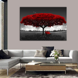 Natural Landscape Branching Red Tree Multi Canvas Painting Ideas, Multi Piece Panel Canvas Housewarming Gift Ideas Framed Prints, Canvas Paintings Wrapped Canvas 5 Panels 80x48