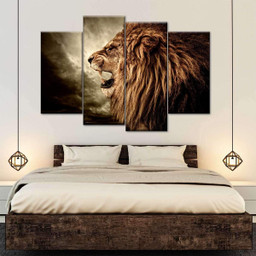 Roaring Lion Wild Animals Multi Canvas Painting Ideas, Multi Piece Panel Canvas Housewarming Gift Ideas Framed Prints, Canvas Paintings Wrapped Canvas 1 Panel 36x24