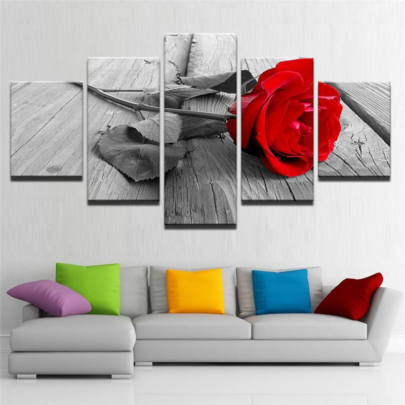 Romantic Vivid Rose Black and White Style Multi Canvas Painting Ideas, Multi Piece Panel Canvas Housewarming Gift Ideas Framed Prints, Canvas Paintings Wrapped Canvas 1 Panel 36x24