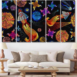Embroidery Universe Seamless Pattern Childish Background Galaxy Sky and Space Canvas Print Panel Canvas, 3 5 Piece Canvas Art, Multi Panel Canvas Canvas Canvas Gallery Painting Framed Prints, Canvas Paintings Multi Panel Canvas 5PIECE(Mixed 12)