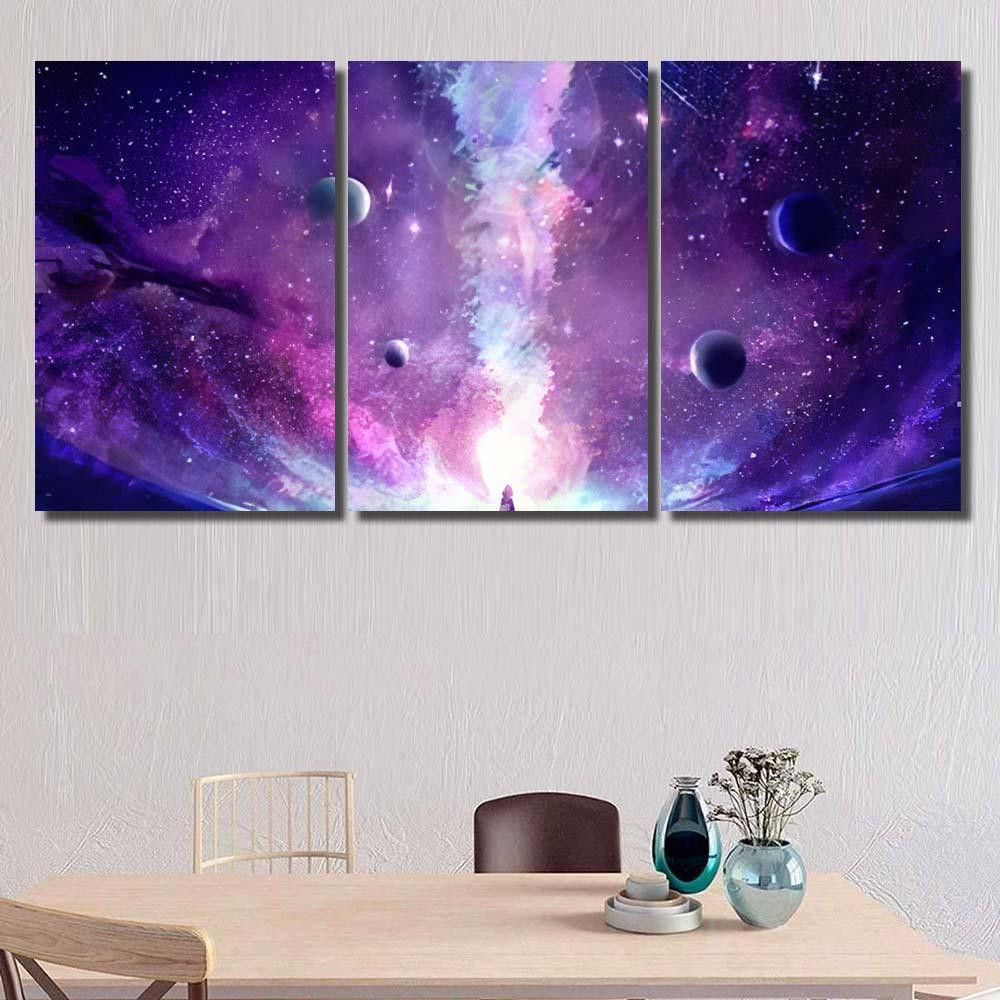 Abstract Artistic Multicolored Dimensional Galactic Nebula Galaxy Sky and Space Canvas Print Panel Canvas, 3 5 Piece Canvas Art, Multi Panel Canvas Canvas Canvas Gallery Painting Framed Prints, Canvas Paintings Multi Panel Canvas 3PIECE(36 x18)