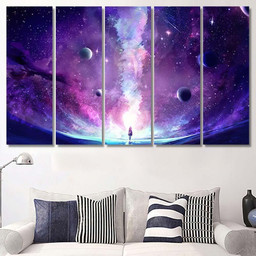Abstract Artistic Multicolored Dimensional Galactic Nebula Galaxy Sky and Space Canvas Print Panel Canvas, 3 5 Piece Canvas Art, Multi Panel Canvas Canvas Canvas Gallery Painting Framed Prints, Canvas Paintings Multi Panel Canvas 5PIECE(80x48)