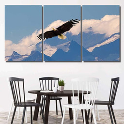 Bald Eagle Flying Gliding Slowly Majestic 1, Eagle Animals Premium Multi Canvas Prints, Multi Piece Panel Canvas , Luxury Gallery Wall Fine Art Multi Canvas 3PIECE(36 x18)