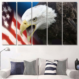 Patriotic Symbols United States America, Eagle Animals Premium Multi Canvas Prints, Multi Piece Panel Canvas , Luxury Gallery Wall Fine Art Multi Canvas 5PIECE(60x36)