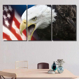 Patriotic Symbols United States America, Eagle Animals Premium Multi Canvas Prints, Multi Piece Panel Canvas , Luxury Gallery Wall Fine Art Multi Canvas 3PIECE(54x24)