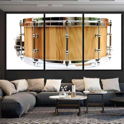 New Wooden Snare Drum Isolated, Drum Music Premium Multi Canvas Prints, Multi Piece Panel Canvas , Luxury Gallery Wall Fine Art Multi Canvas 3PIECE(36 x18)