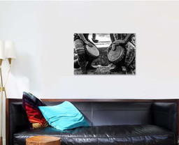 Man Woman Playing Djembe On Top, Drum Music Premium Multi Canvas Prints, Multi Piece Panel Canvas , Luxury Gallery Wall Fine Art Single Canvas 1 PIECE (24x36)
