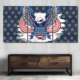 Veterans Day Eagle Emblem American Symbol, Eagle Animals Premium Multi Canvas Prints, Multi Piece Panel Canvas , Luxury Gallery Wall Fine Art Multi Canvas 3PIECE(54x24)