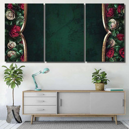 Alice Wonderland Red Roses White Background, Fantasy Premium Multi Canvas Prints, Multi Piece Panel Canvas , Luxury Gallery Wall Fine Art Multi Canvas 3PIECE(54x24)