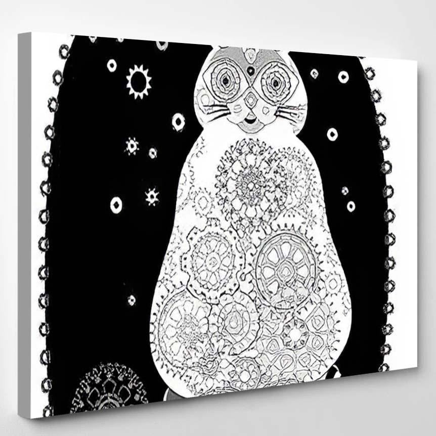 Abstract Illustration Futuristic Fantastic Cat Steampunk, Fantastic Premium Multi Canvas Prints, Multi Piece Panel Canvas , Luxury Gallery Wall Fine Art Single Canvas 1 PIECE (8x10)