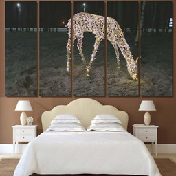 New Year Illumination Deer Evening 1 Deer Animals Premium Multi Canvas Prints, Multi Piece Panel Canvas Luxury Gallery Wall Fine Art Print Multi Wrapped Canvas (Ready To Hang) 5PIECE(60x36)