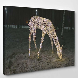 New Year Illumination Deer Evening 1 Deer Animals Premium Multi Canvas Prints, Multi Piece Panel Canvas Luxury Gallery Wall Fine Art Print Single Wrapped Canvas (Ready To Hang) 1 PIECE(8x10)