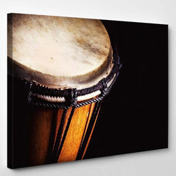 Closeup View Wooden Djembe Accentuated Shapes Drum Music Premium Multi Canvas Prints, Multi Piece Panel Canvas Luxury Gallery Wall Fine Art Print Single Wrapped Canvas (Ready To Hang) 1 PIECE(8x10)