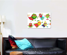 Superhero Fruit Super Apple Berry Orange, Fantastic Premium Multi Canvas Prints, Multi Piece Panel Canvas , Luxury Gallery Wall Fine Art Single Canvas 1 PIECE (24x36)