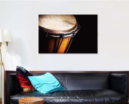 Closeup View Wooden Djembe Accentuated Shapes Drum Music Premium Multi Canvas Prints, Multi Piece Panel Canvas Luxury Gallery Wall Fine Art Print Single Wrapped Canvas (Ready To Hang) 1 PIECE(32x48)