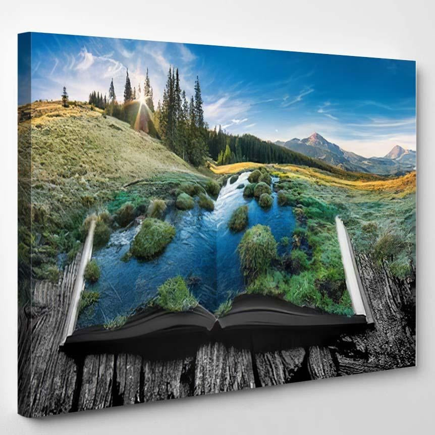 Alpine Mountain Valley Light Sunrise On 1, Fantasy Premium Multi Canvas Prints, Multi Piece Panel Canvas , Luxury Gallery Wall Fine Art Single Canvas 1 PIECE (8x10)