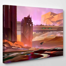 Painted Bright Fantastic Landscape Future Cyberpunk, Fantastic Premium Multi Canvas Prints, Multi Piece Panel Canvas , Luxury Gallery Wall Fine Art Single Canvas 1 PIECE (8x10)