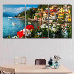 Wonderful Summer Holiday Resort Colorful Mediterranean, Fantastic Premium Multi Canvas Prints, Multi Piece Panel Canvas , Luxury Gallery Wall Fine Art Multi Canvas 3PIECE(54x24)