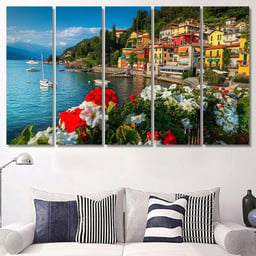 Wonderful Summer Holiday Resort Colorful Mediterranean, Fantastic Premium Multi Canvas Prints, Multi Piece Panel Canvas , Luxury Gallery Wall Fine Art Multi Canvas 5PIECE(60x36)