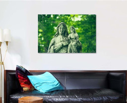 Old Ancient Statue Spiderweb Virgin Mary Jesus Christian Premium Multi Canvas Prints, Multi Piece Panel Canvas Luxury Gallery Wall Fine Art Print Single Wrapped Canvas (Ready To Hang) 1 PIECE(32x48)