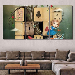 Conceptual Fantasy Illustration Wonderland Alice Mess, Fantasy Premium Multi Canvas Prints, Multi Piece Panel Canvas , Luxury Gallery Wall Fine Art Multi Canvas 3PIECE(36 x18)
