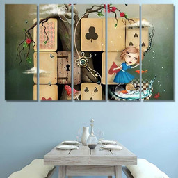 Conceptual Fantasy Illustration Wonderland Alice Mess, Fantasy Premium Multi Canvas Prints, Multi Piece Panel Canvas , Luxury Gallery Wall Fine Art Multi Canvas 5PIECE(Mixed 12)