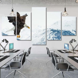 Flying Bald Eagle Haliaeetus Leucocephalus Washingtoniensis 1, Eagle Animals Premium Multi Canvas Prints, Multi Piece Panel Canvas , Luxury Gallery Wall Fine Art Multi Canvas 3PIECE(54x24)