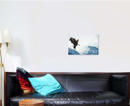 Flying Bald Eagle Haliaeetus Leucocephalus Washingtoniensis 1, Eagle Animals Premium Multi Canvas Prints, Multi Piece Panel Canvas , Luxury Gallery Wall Fine Art Single Canvas 1 PIECE (16x24)