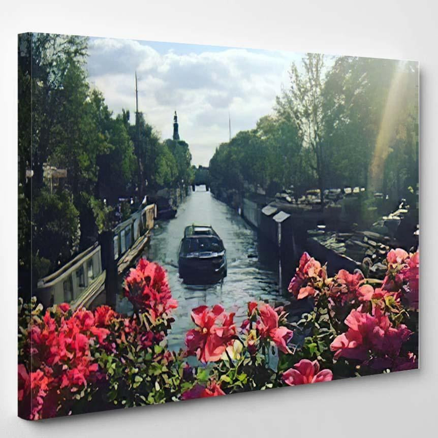 Amsterdam Canals Springtime, Fantastic Premium Multi Canvas Prints, Multi Piece Panel Canvas , Luxury Gallery Wall Fine Art Single Canvas 1 PIECE (8x10)