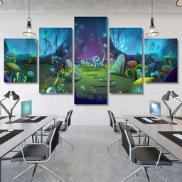 Fantastic Magical Forest Video Games Digital, Fantastic Premium Multi Canvas Prints, Multi Piece Panel Canvas , Luxury Gallery Wall Fine Art Multi Canvas 3PIECE(54x24)