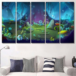 Fantastic Magical Forest Video Games Digital, Fantastic Premium Multi Canvas Prints, Multi Piece Panel Canvas , Luxury Gallery Wall Fine Art Multi Canvas 5PIECE(Mixed 12)