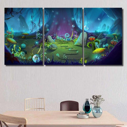 Fantastic Magical Forest Video Games Digital, Fantastic Premium Multi Canvas Prints, Multi Piece Panel Canvas , Luxury Gallery Wall Fine Art Multi Canvas 3PIECE(36 x18)