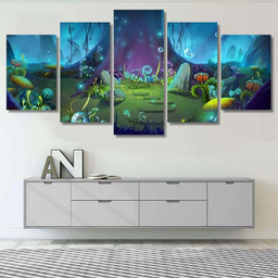 Fantastic Magical Forest Video Games Digital, Fantastic Premium Multi Canvas Prints, Multi Piece Panel Canvas , Luxury Gallery Wall Fine Art Multi Canvas 5PIECE(60x36)