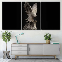 3D Composite Illustration Eagle Fighting Snake, Eagle Animals Premium Multi Canvas Prints, Multi Piece Panel Canvas , Luxury Gallery Wall Fine Art Multi Canvas 3PIECE(54x24)