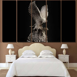 3D Composite Illustration Eagle Fighting Snake, Eagle Animals Premium Multi Canvas Prints, Multi Piece Panel Canvas , Luxury Gallery Wall Fine Art Multi Canvas 5PIECE(60x36)