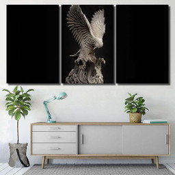 3D Composite Illustration Eagle Fighting Snake, Eagle Animals Premium Multi Canvas Prints, Multi Piece Panel Canvas , Luxury Gallery Wall Fine Art Multi Canvas 3PIECE(36 x18)