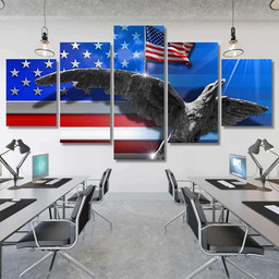 Patriotic Symbols Usa Flag United States, Eagle Animals Premium Multi Canvas Prints, Multi Piece Panel Canvas , Luxury Gallery Wall Fine Art Multi Canvas 5PIECE(Mixed 12)