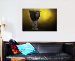 Black Djembe Conga Drum Isolated Against Drum Music Premium Multi Canvas Prints, Multi Piece Panel Canvas Luxury Gallery Wall Fine Art Print Single Wrapped Canvas (Ready To Hang) 1 PIECE(32x48)