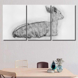 Deer Animal Drawings Hoofed Ruminant Mammals Deer Animals Premium Multi Canvas Prints, Multi Piece Panel Canvas Luxury Gallery Wall Fine Art Print Multi Wrapped Canvas (Ready To Hang) 3PIECE(36 x18)